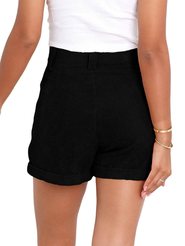 Short d'été décontracté en polyester tissé taille haute 