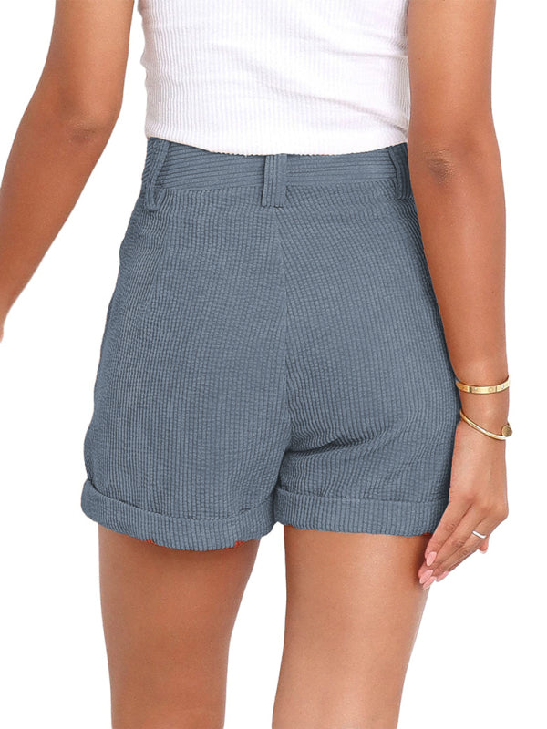 Short d'été décontracté en polyester tissé taille haute 