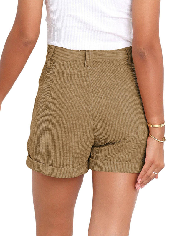 Lässige Sommershorts aus gewebtem Polyester mit hohem Bund 