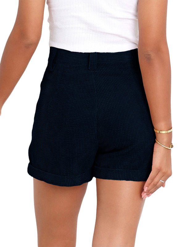 Short d'été décontracté en polyester tissé taille haute 