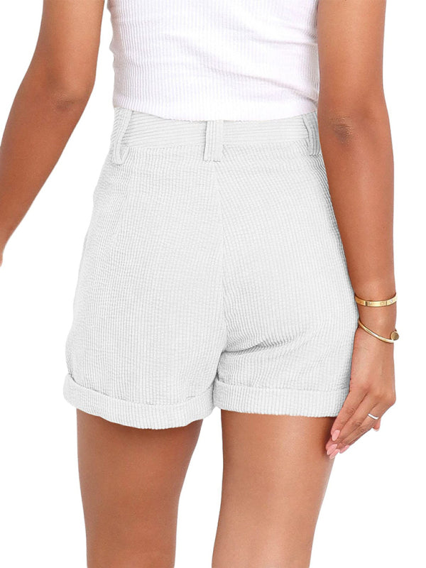 Short d'été décontracté en polyester tissé taille haute 