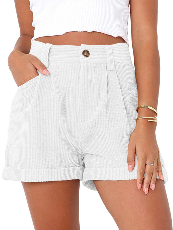 Lässige Sommershorts aus gewebtem Polyester mit hohem Bund 