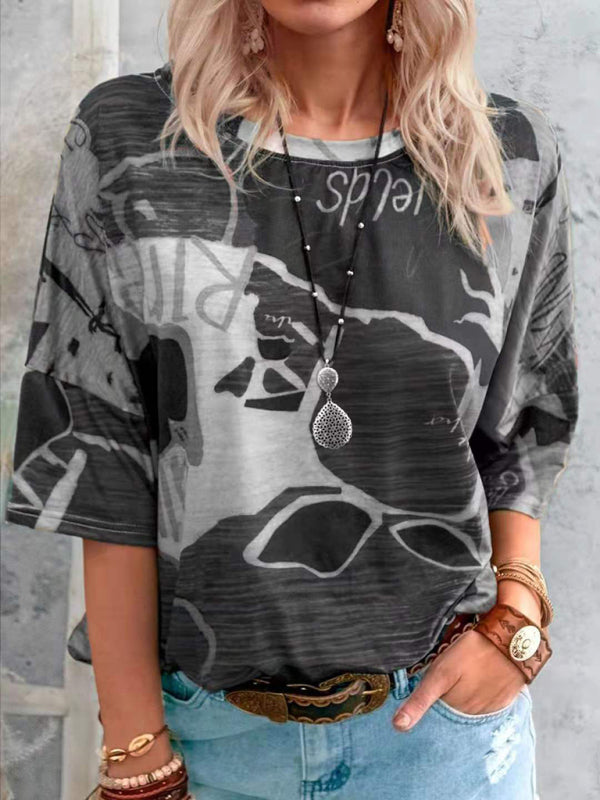 Nouveau t-shirt à manches courtes pour femme, style été européen et américain, avec dégradé de couleurs contrastées. 