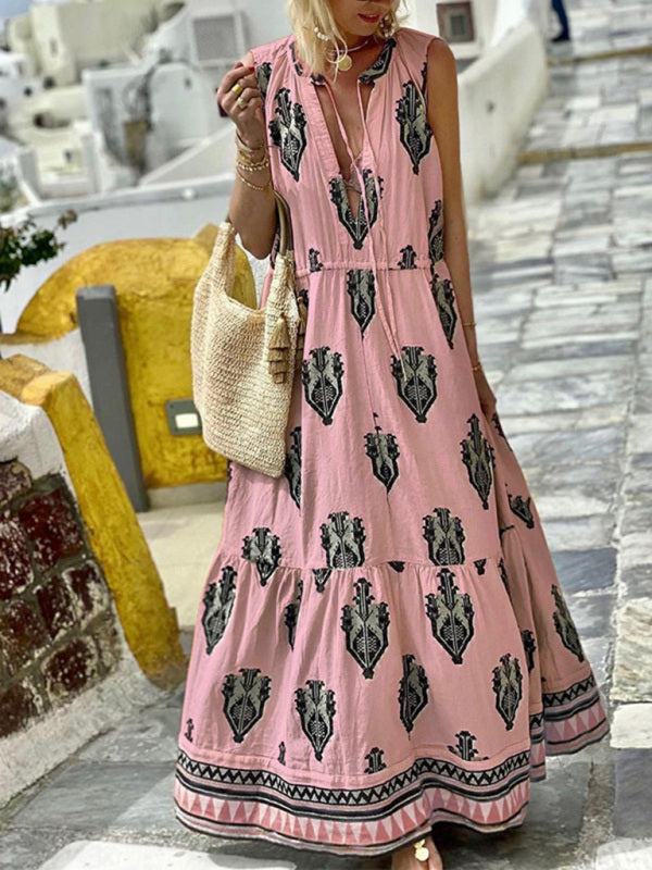 Ärmelloses Midi-Kleid mit Boho-Print für Damen 