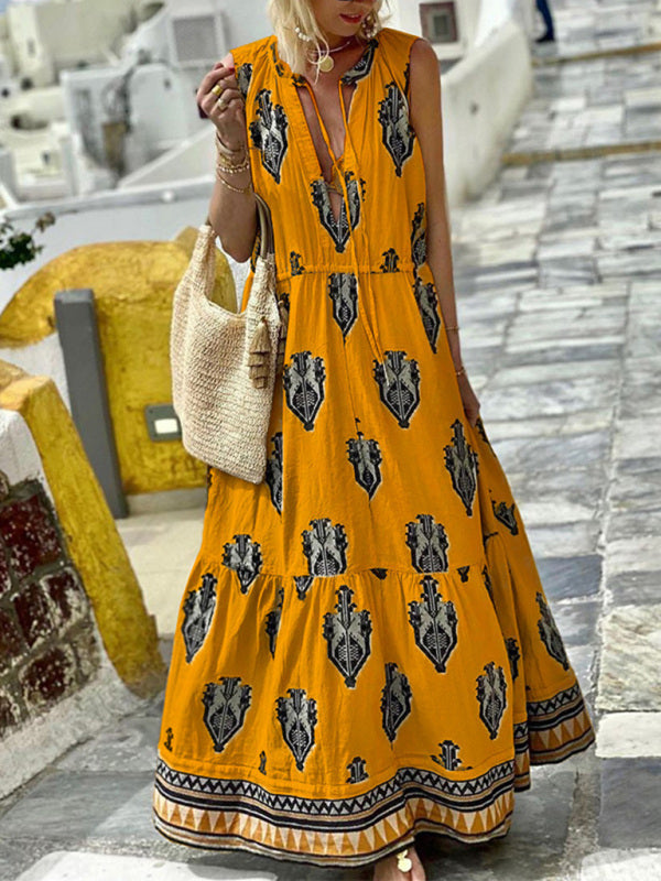 Ärmelloses Midi-Kleid mit Boho-Print für Damen 