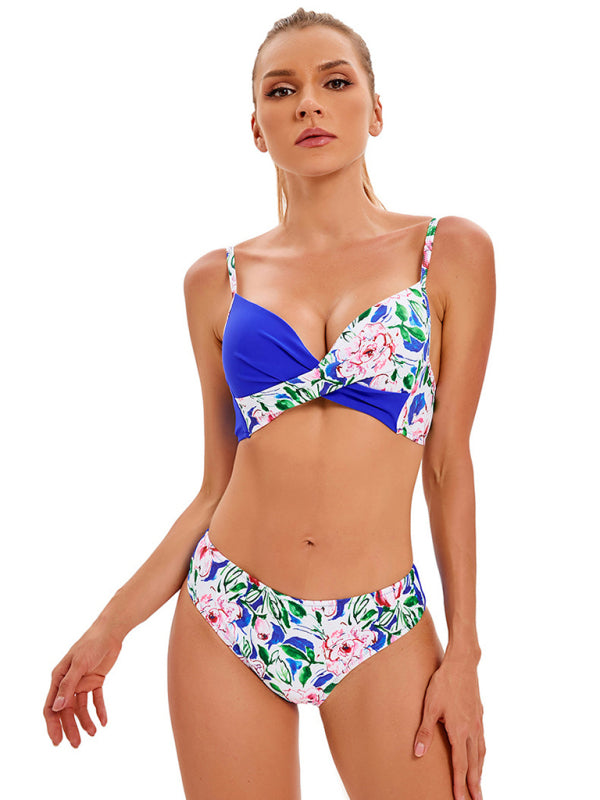 Bikini-Set für Damen mit tropischem Blumenmuster 