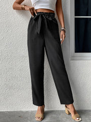 Pantalon ample à ceinture taille haute pour femme 