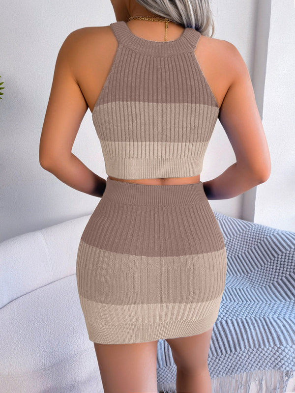 Ensemble deux pièces pour femme : crop top dégradé + jupe 