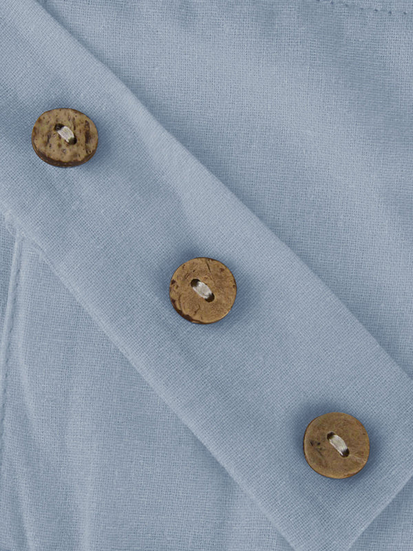 Salopette ample et décontractée en coton et lin pour femme, à jambes larges, facile à assortir. 