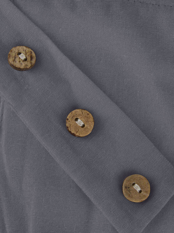 Salopette ample et décontractée en coton et lin pour femme, à jambes larges, facile à assortir. 