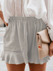 Lässige, gewebte Damen-Shorts mit hohem Bund, lockerer, gerader Passform 