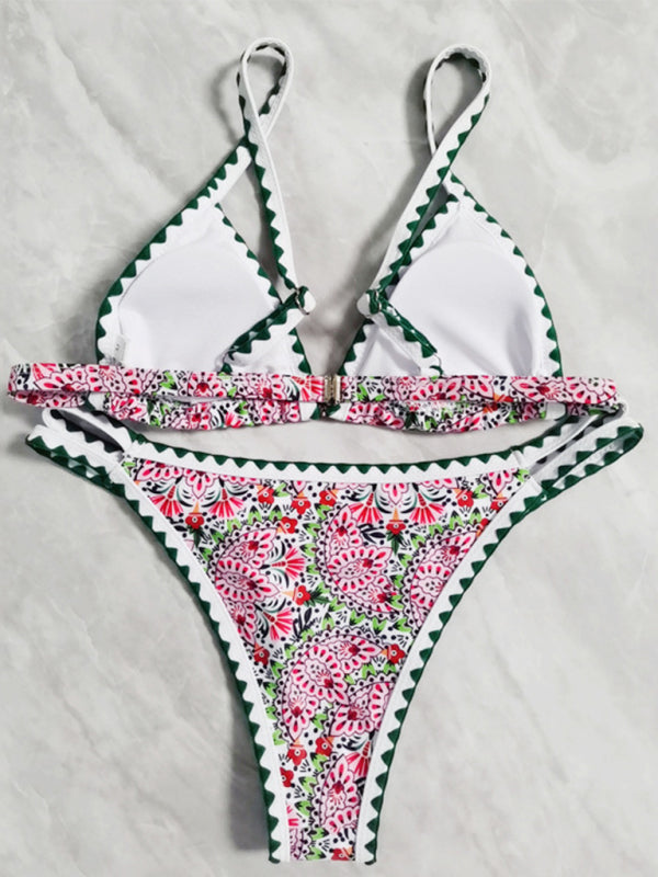 Neuer Bikini-Badeanzug mit geteiltem Bein, digital bedruckt, gehäkelt 