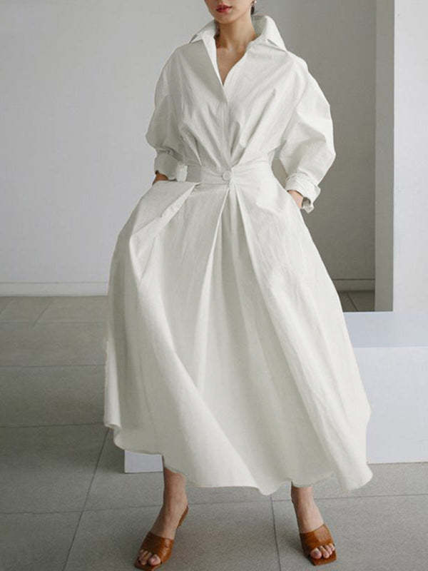 Elegantes, einfarbiges Hemdkleid für Damen 
