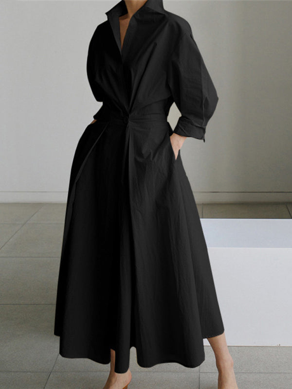 Elegantes, einfarbiges Hemdkleid für Damen 
