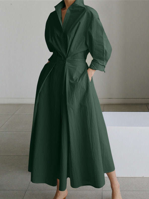 Elegantes, einfarbiges Hemdkleid für Damen 