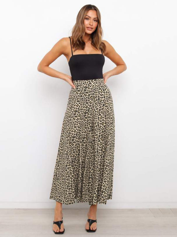 Women's casual fashion loose leopard print wide-leg pants - Closther