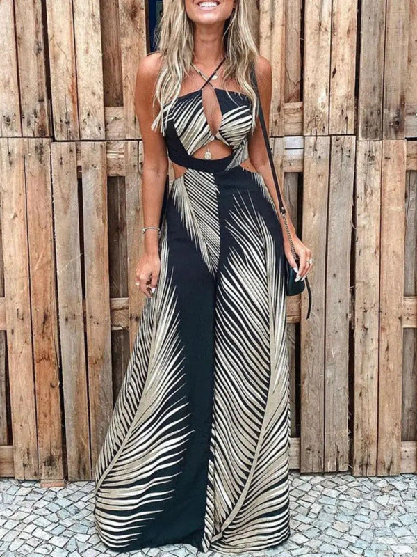 Women's Irregular Printed Sling Jumpsuit – detail view