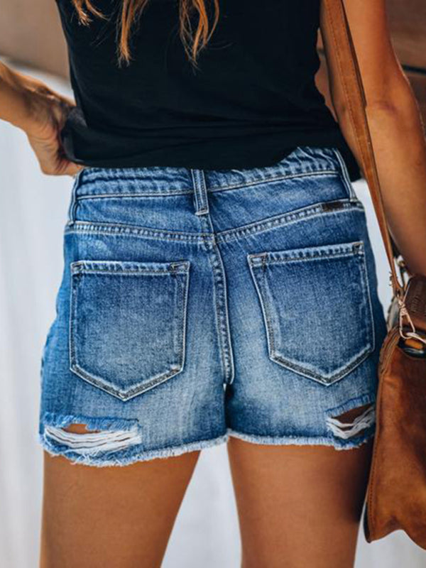 Short en jean déchiré à franges, nouvelle mode d'été 