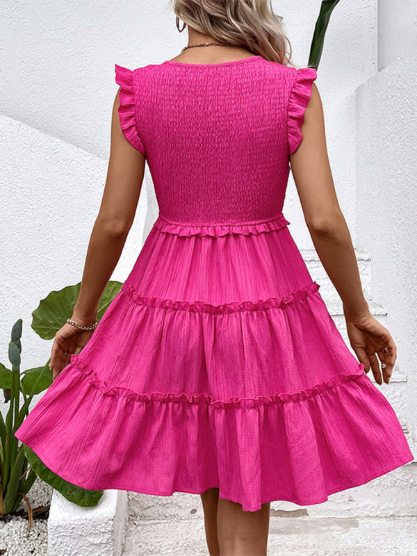 New Fashion Skirt Sleeveless Slim Solid Color Dress - Closther