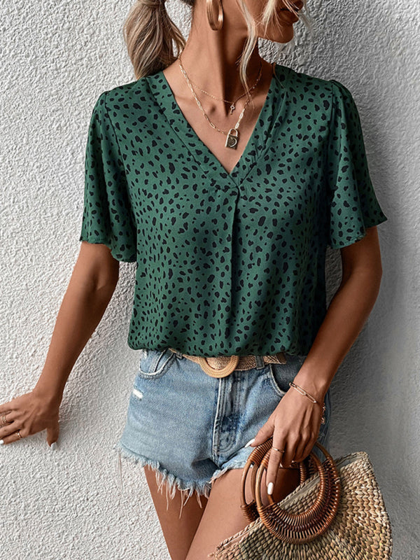 Summer New Fashion Ladies Tops Leopard Print Shirts - Closther