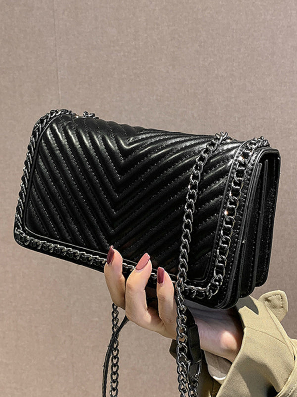 Bestickte, tragbare kleine quadratische Tasche mit Kette, Schultertasche 