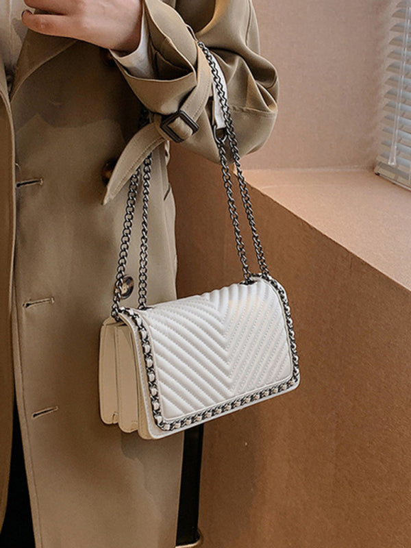 Bestickte, tragbare kleine quadratische Tasche mit Kette, Schultertasche 