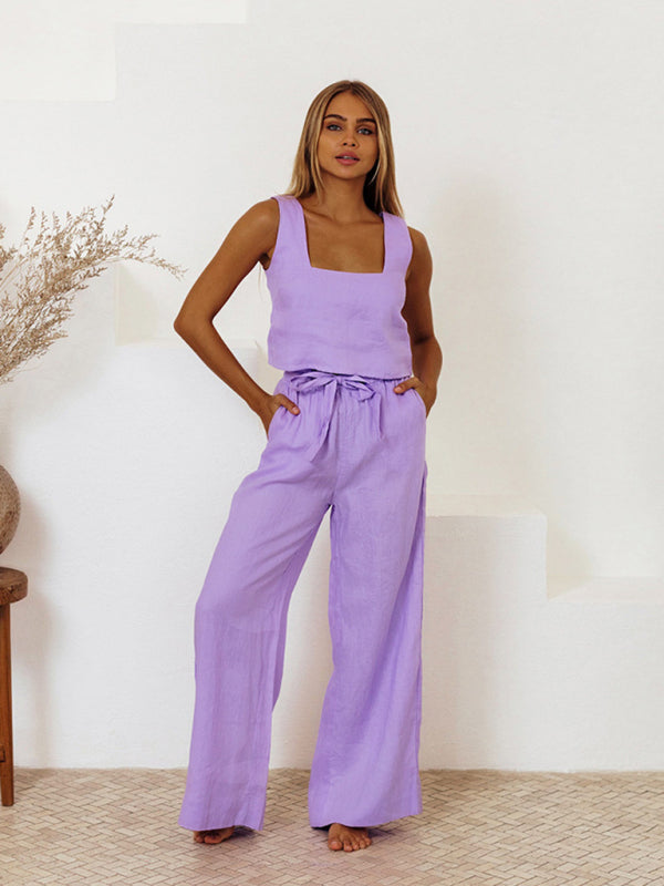 Neuer Damen-Anzug mit ärmelloser Weste und lockerer Hose 
