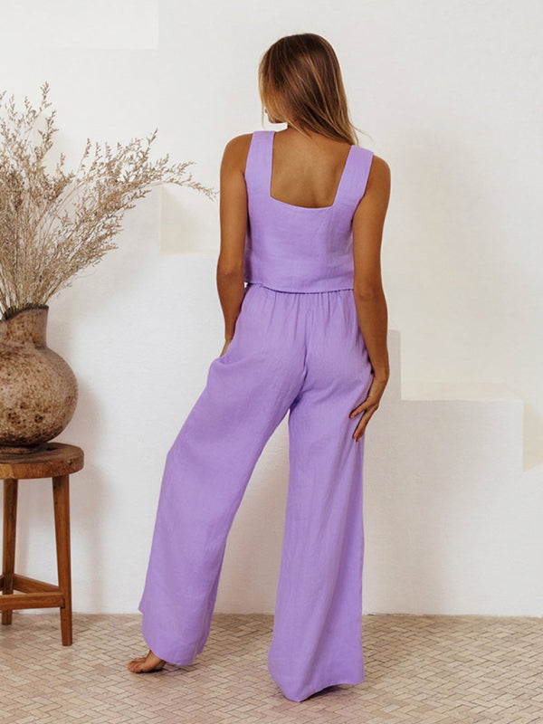 Neuer Damen-Anzug mit ärmelloser Weste und lockerer Hose 