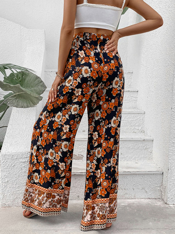 Neue, modische Hose mit Blumenmuster und weitem Bein 