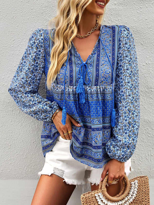 Bohemian temperament top shirt spring and autumn four seasons new shirt - Closther