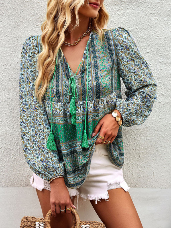 Bohemian temperament top shirt spring and autumn four seasons new shirt - Closther