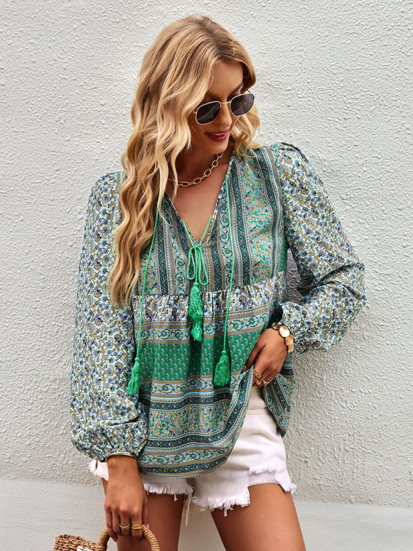 Bohemian temperament top shirt spring and autumn four seasons new shirt - Closther