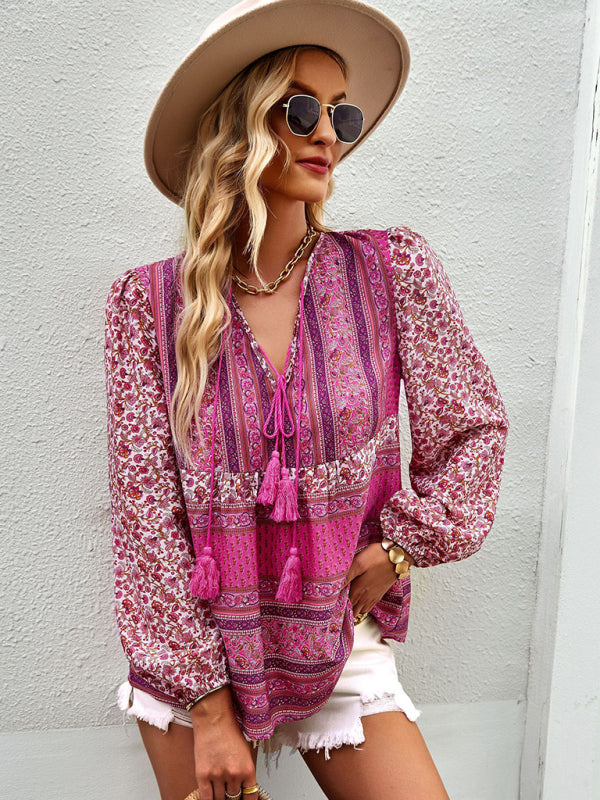 Bohemian temperament top shirt spring and autumn four seasons new shirt - Closther