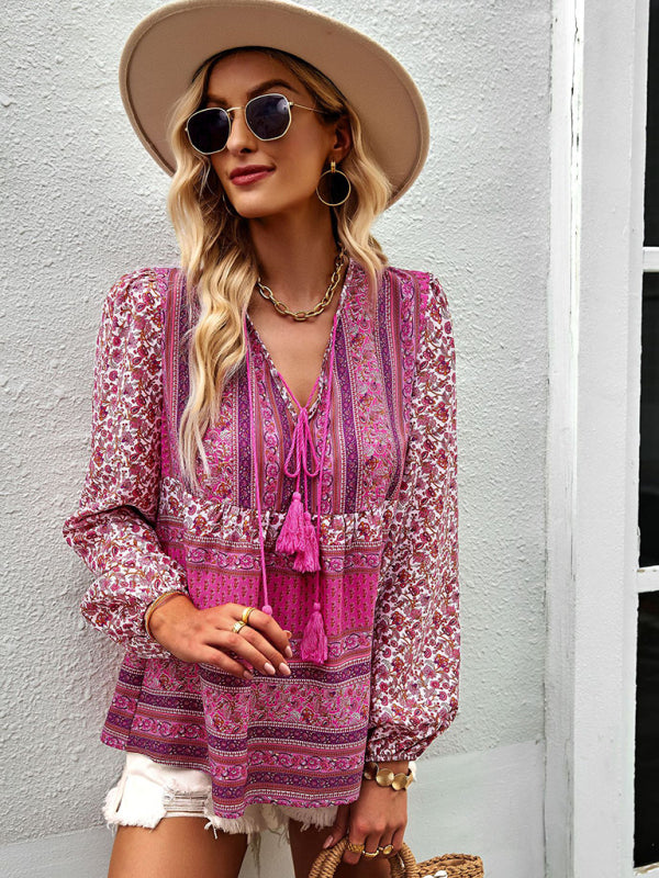 Bohemian temperament top shirt spring and autumn four seasons new shirt - Closther