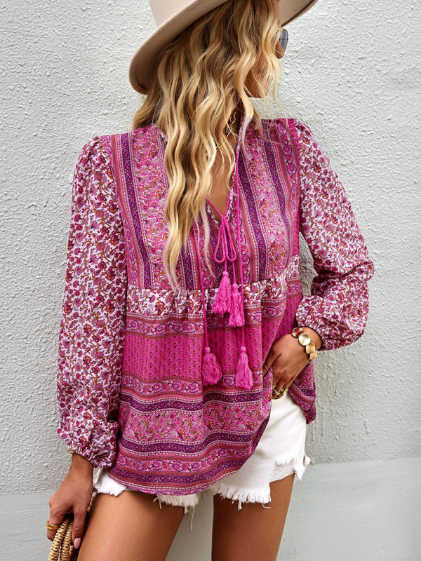 Bohemian temperament top shirt spring and autumn four seasons new shirt - Closther