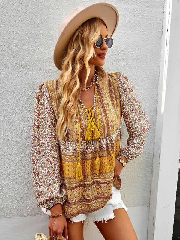 Bohemian temperament top shirt spring and autumn four seasons new shirt - Closther