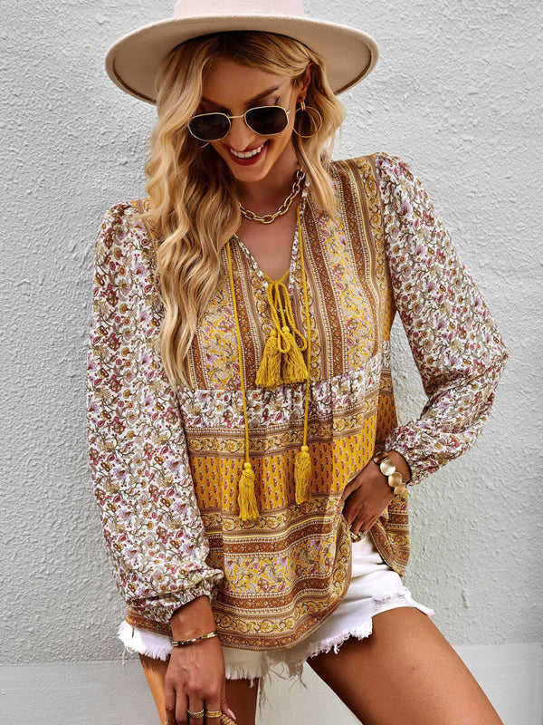 Bohemian temperament top shirt spring and autumn four seasons new shirt - Closther