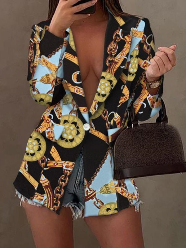 Long-sleeved fashion sexy printed small suit jacket - Closther