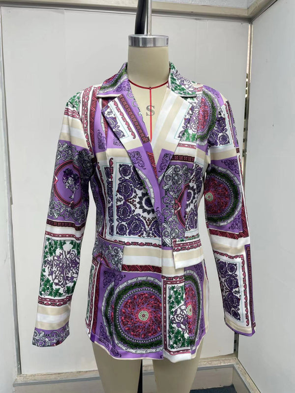 Long-sleeved fashion sexy printed small suit jacket - Closther