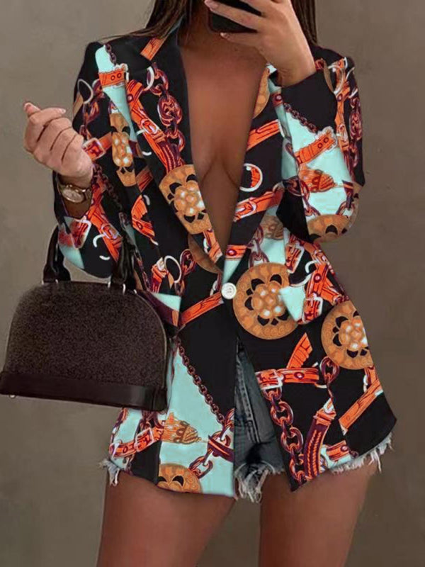 Long-sleeved fashion sexy printed small suit jacket - Closther