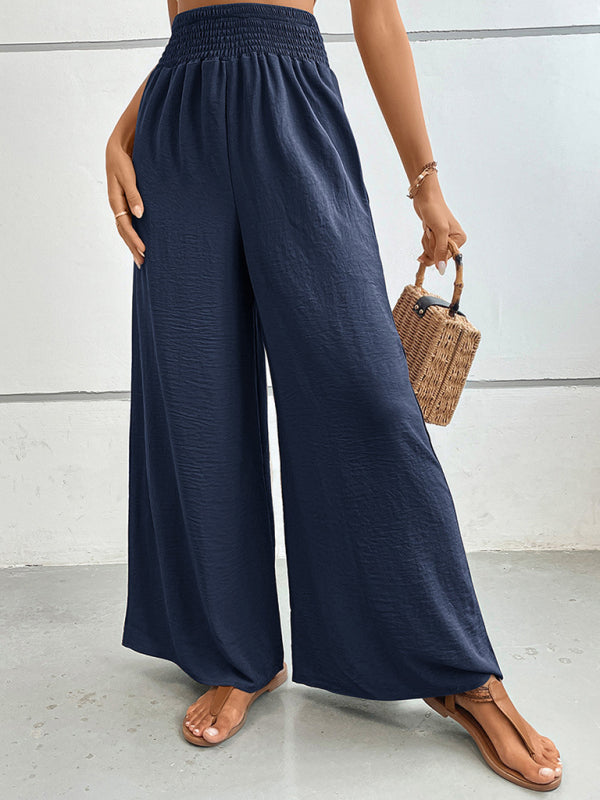 New casual solid color flared wide-leg pants - Closther