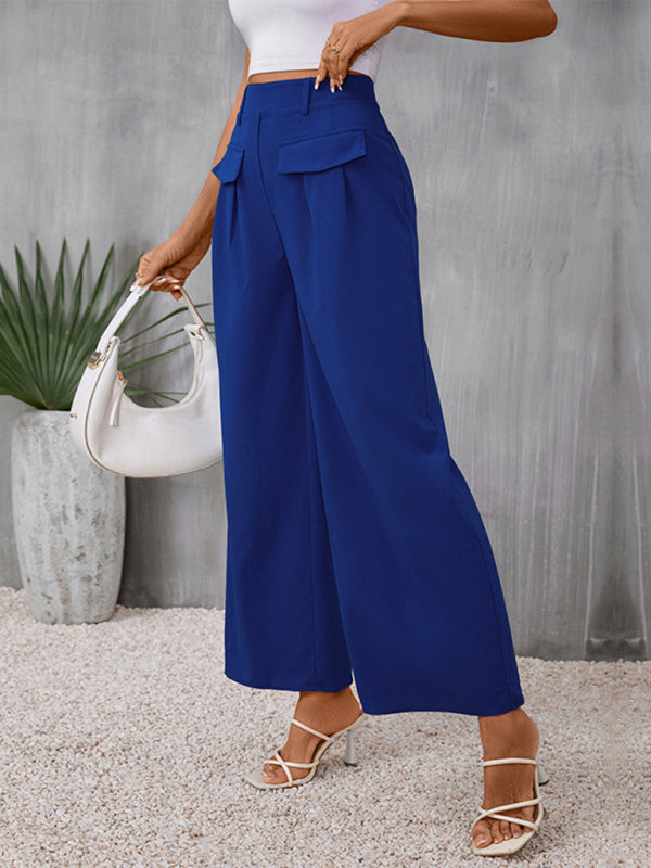 New slim fit blue wide-leg trousers - Closther