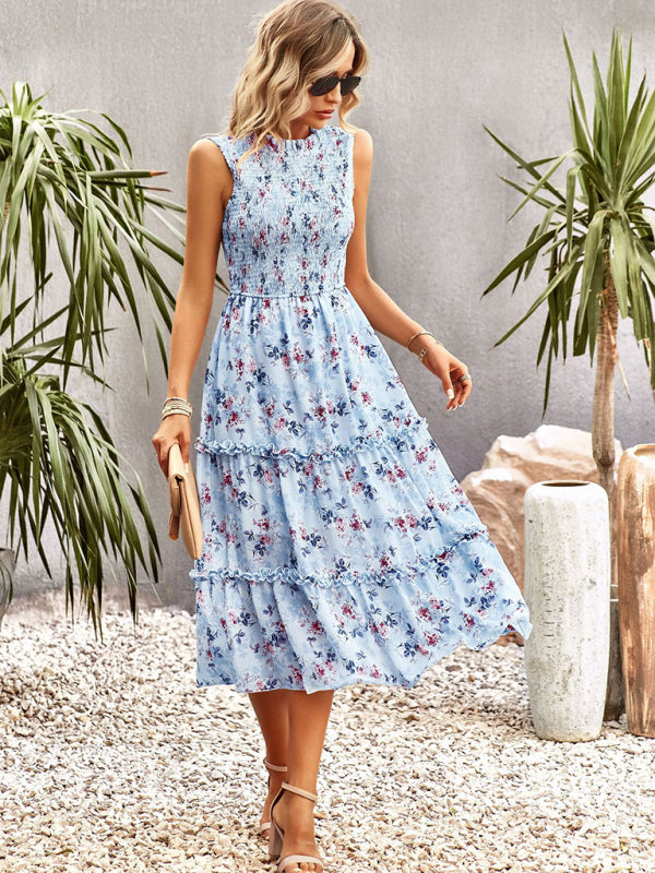 New women's printed A-line skirt sundress - Closther