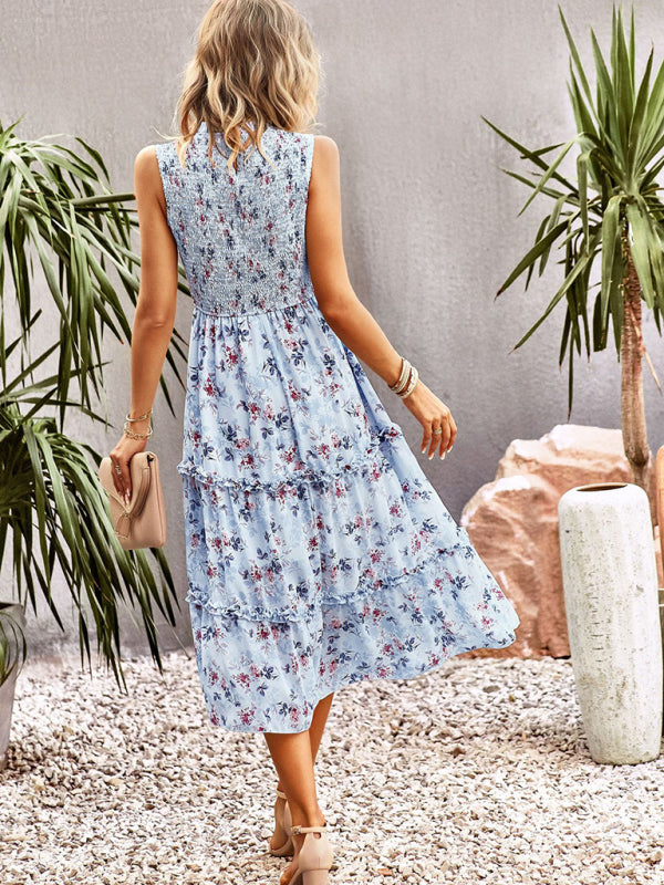 New women's printed A-line skirt sundress - Closther