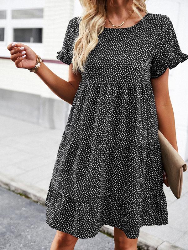 Relaxed Loose Resort Print Layered Dress - Closther