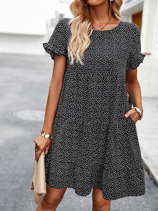 Relaxed Loose Resort Print Layered Dress - Closther