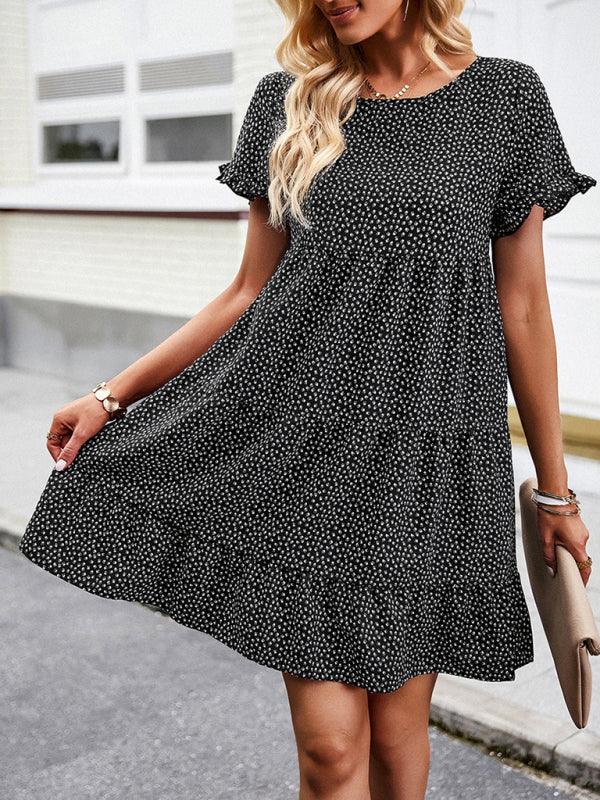 Relaxed Loose Resort Print Layered Dress - Closther