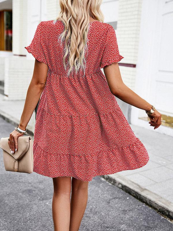 Relaxed Loose Resort Print Layered Dress - Closther