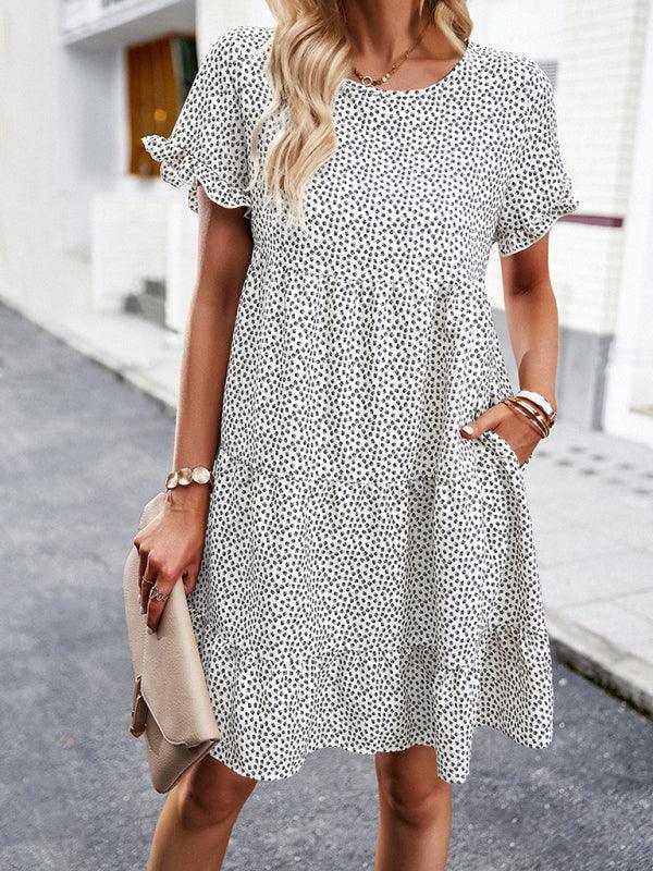 Relaxed Loose Resort Print Layered Dress - Closther