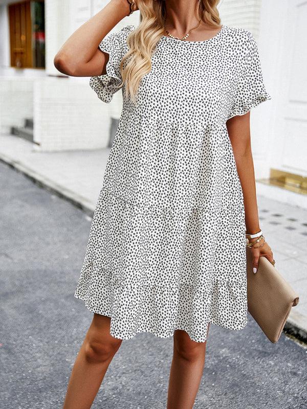 Relaxed Loose Resort Print Layered Dress - Closther